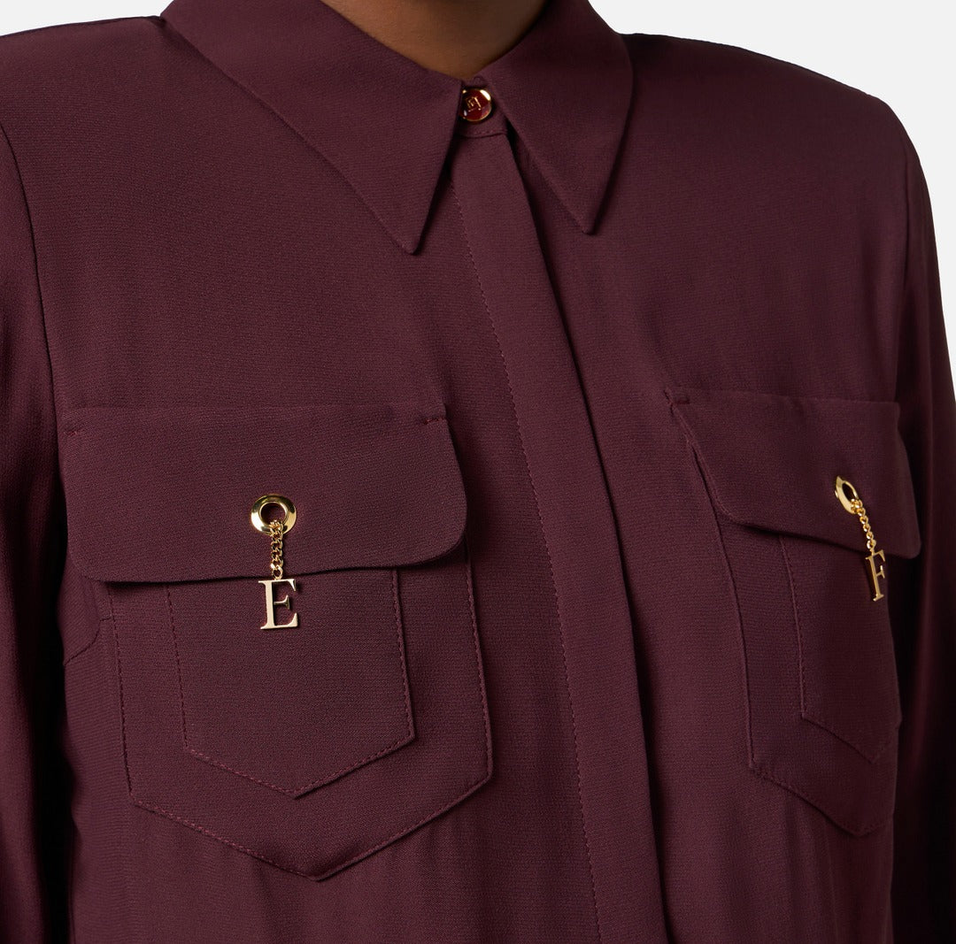 ELISABETTA FRANCHI Camicia in georgette di viscosa CA12256E2 Merlot