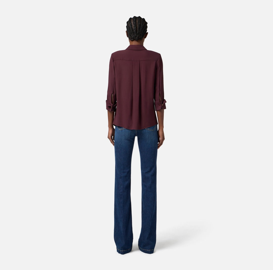 ELISABETTA FRANCHI Camicia in georgette di viscosa CA12256E2 Merlot
