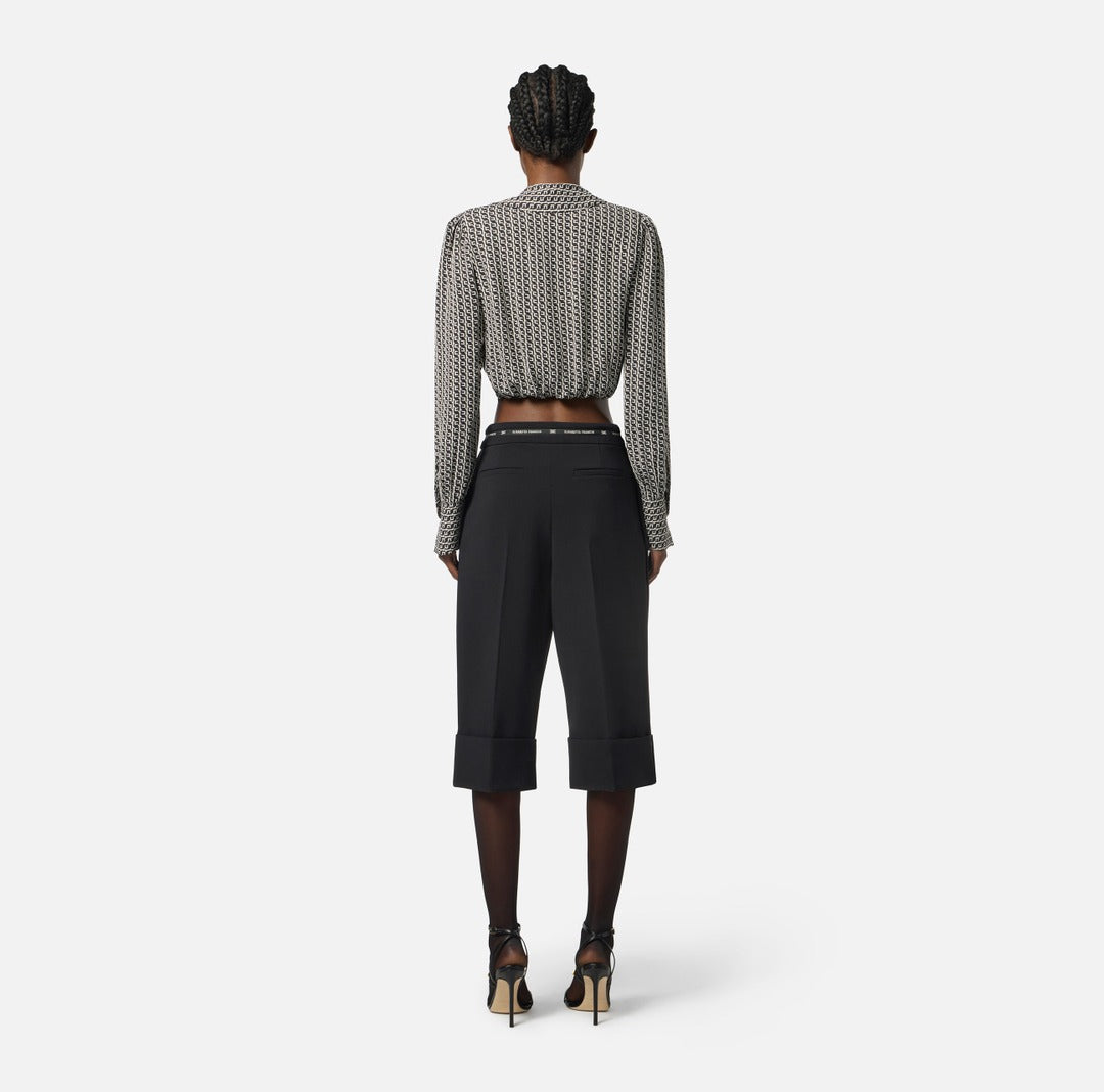 ELISABETTA FRANCHI Camicia in georgette con stampa geometrica CAS0256E2 Nero Milk