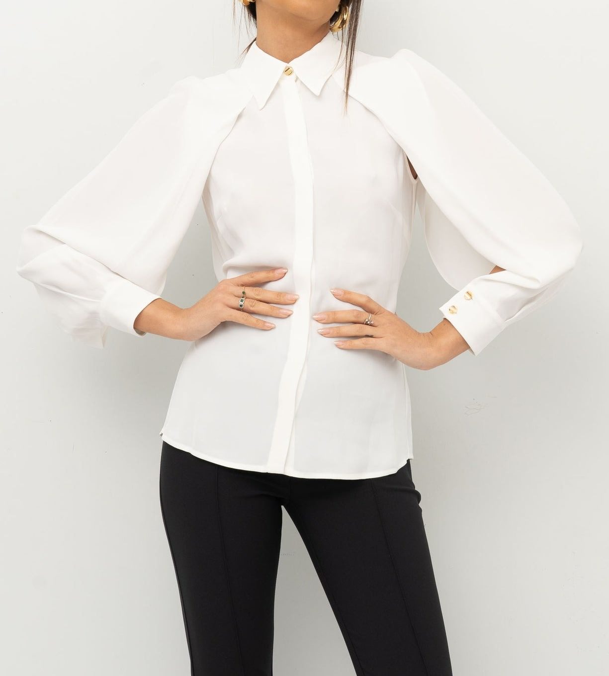 ELISABETTA FRANCHI Camicia in georgette CA04951E2 Avorio