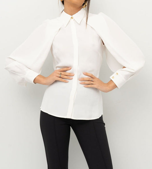 ELISABETTA FRANCHI Camicia in georgette CA04951E2 Avorio