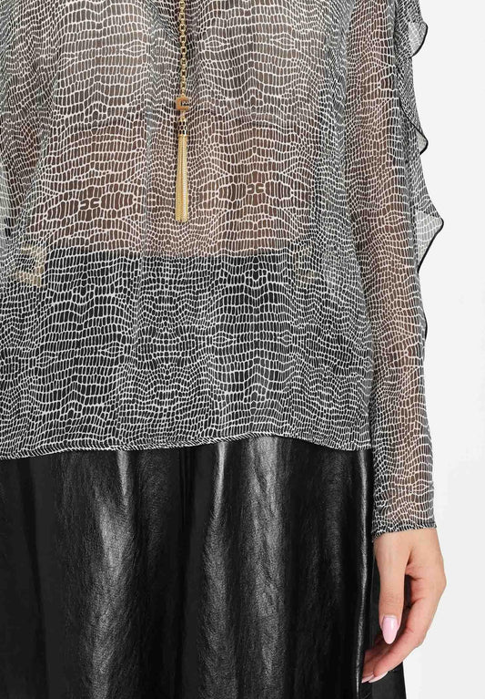 ELISABETTA FRANCHI Camicia stampa pitone CA12757E2 Nero