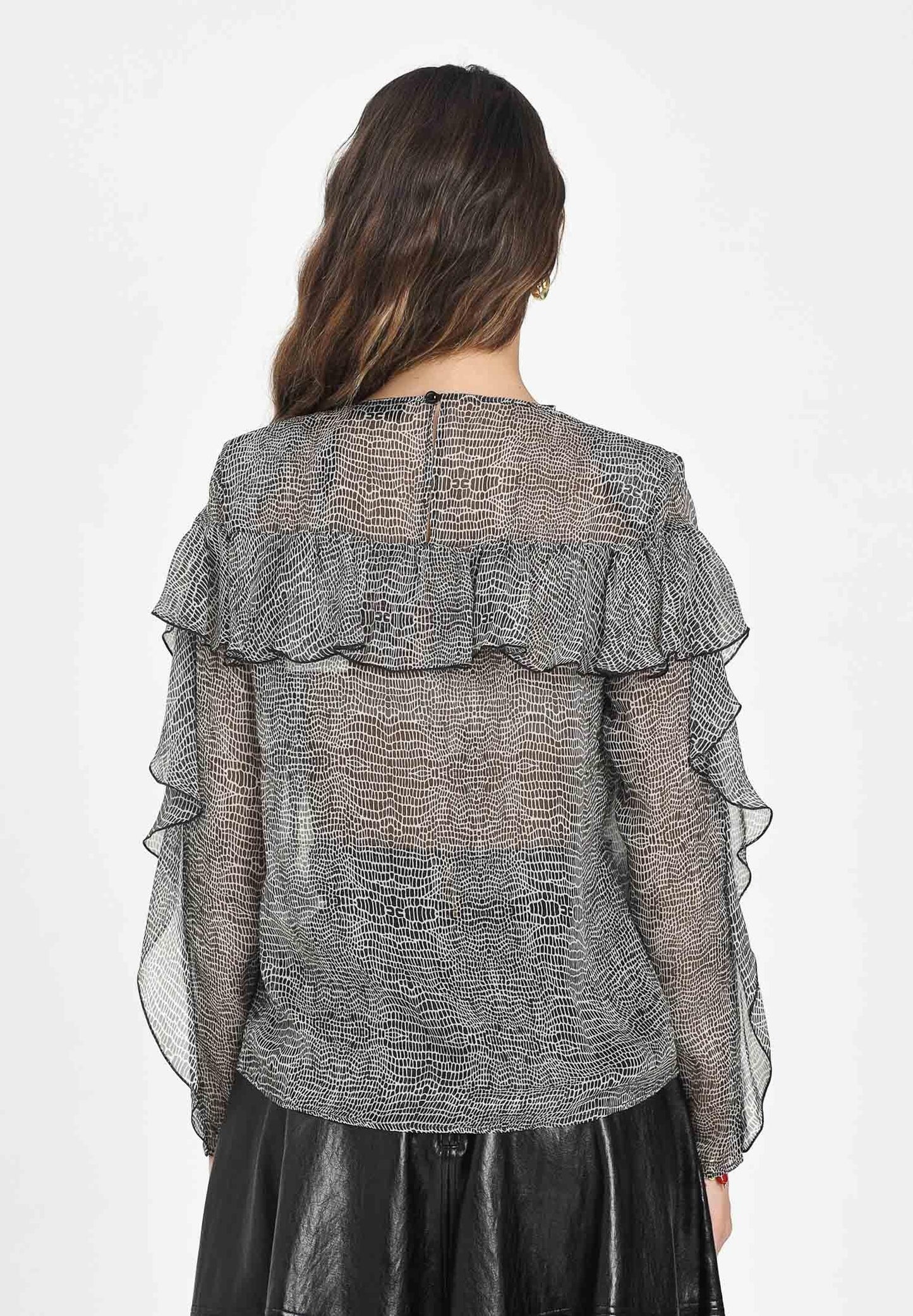 ELISABETTA FRANCHI Camicia stampa pitone CA12757E2 Nero
