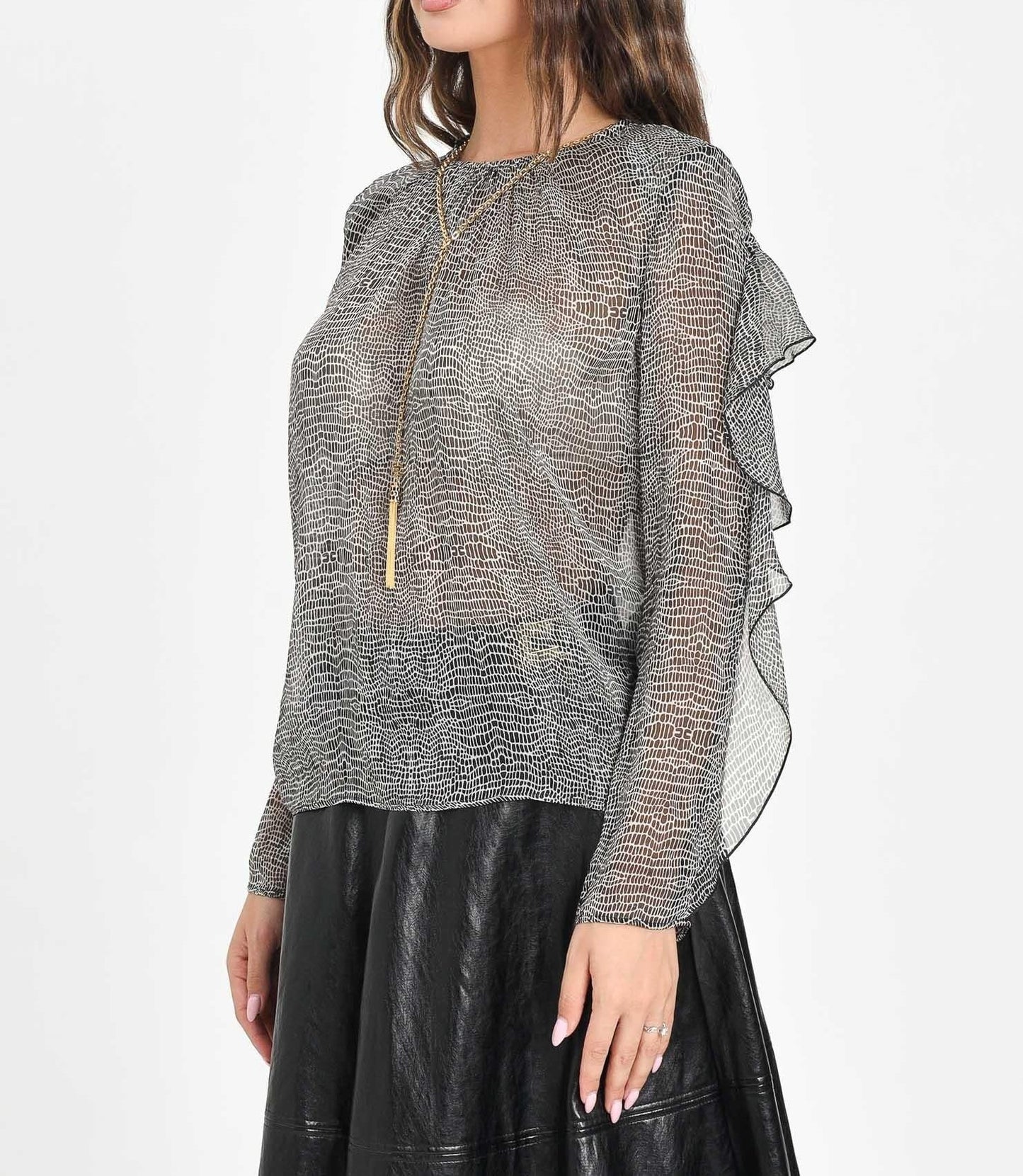 ELISABETTA FRANCHI Camicia stampa pitone CA12757E2 Nero