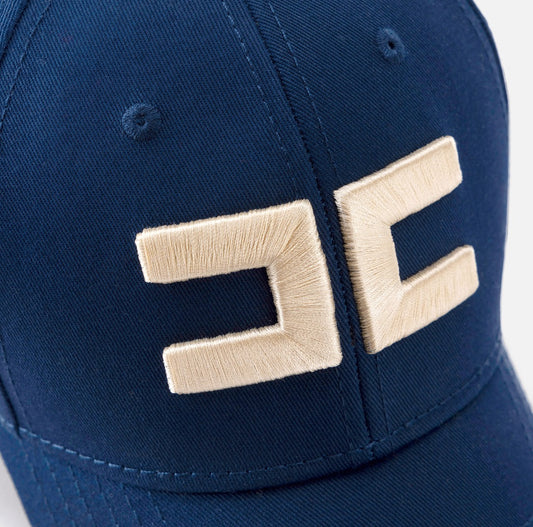 ELISABETTA FRANCHI Cappello baseball in canvas con ricamo CL06F51E2 Oltremare