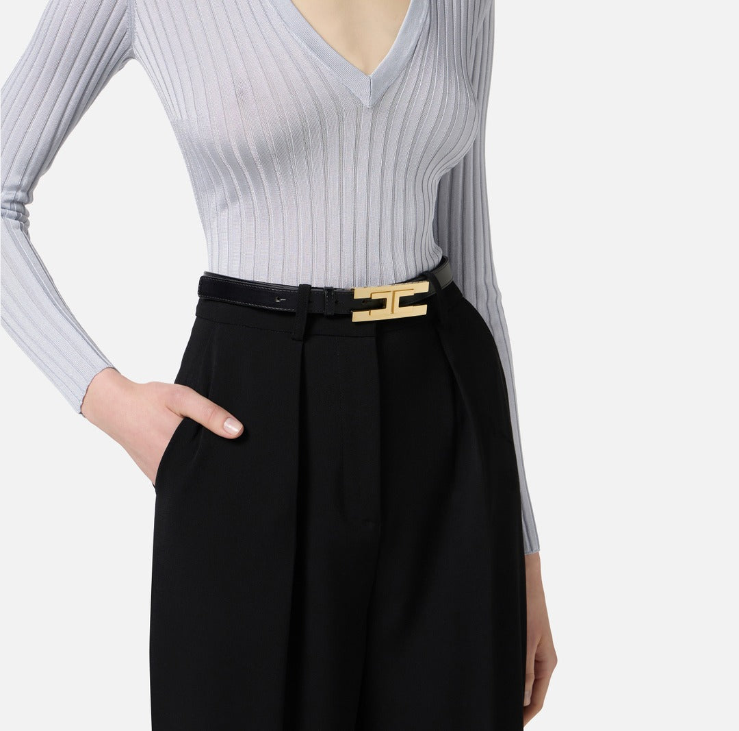 ELISABETTA FRANCHI Cintura con logo CT72S57E2 Nero