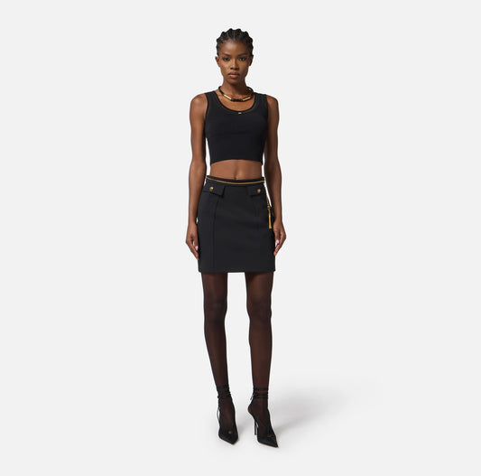 ELISABETTA FRANCHI Gonna con catena gioiello GO14857E2 Nero