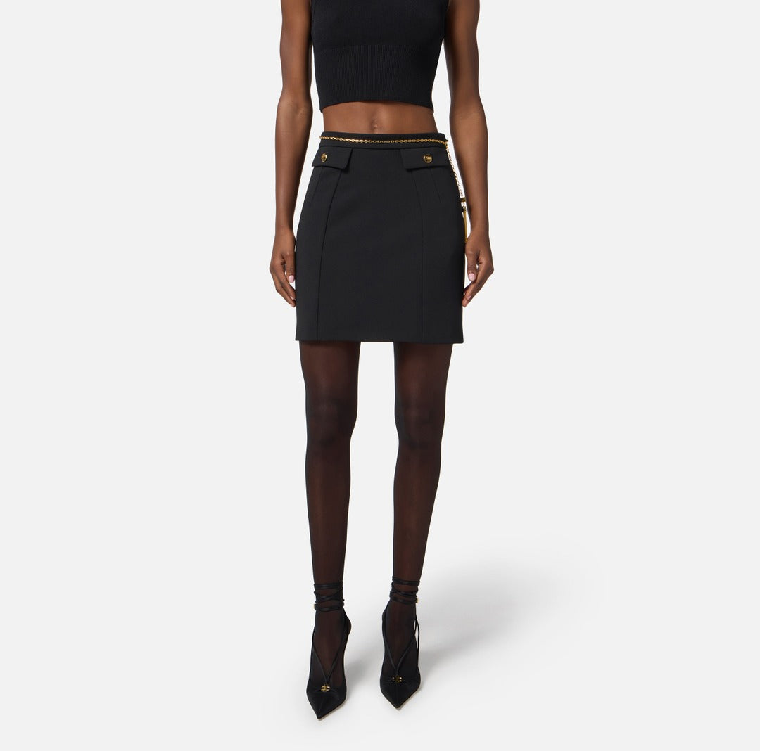 ELISABETTA FRANCHI Gonna con catena gioiello GO14857E2 Nero