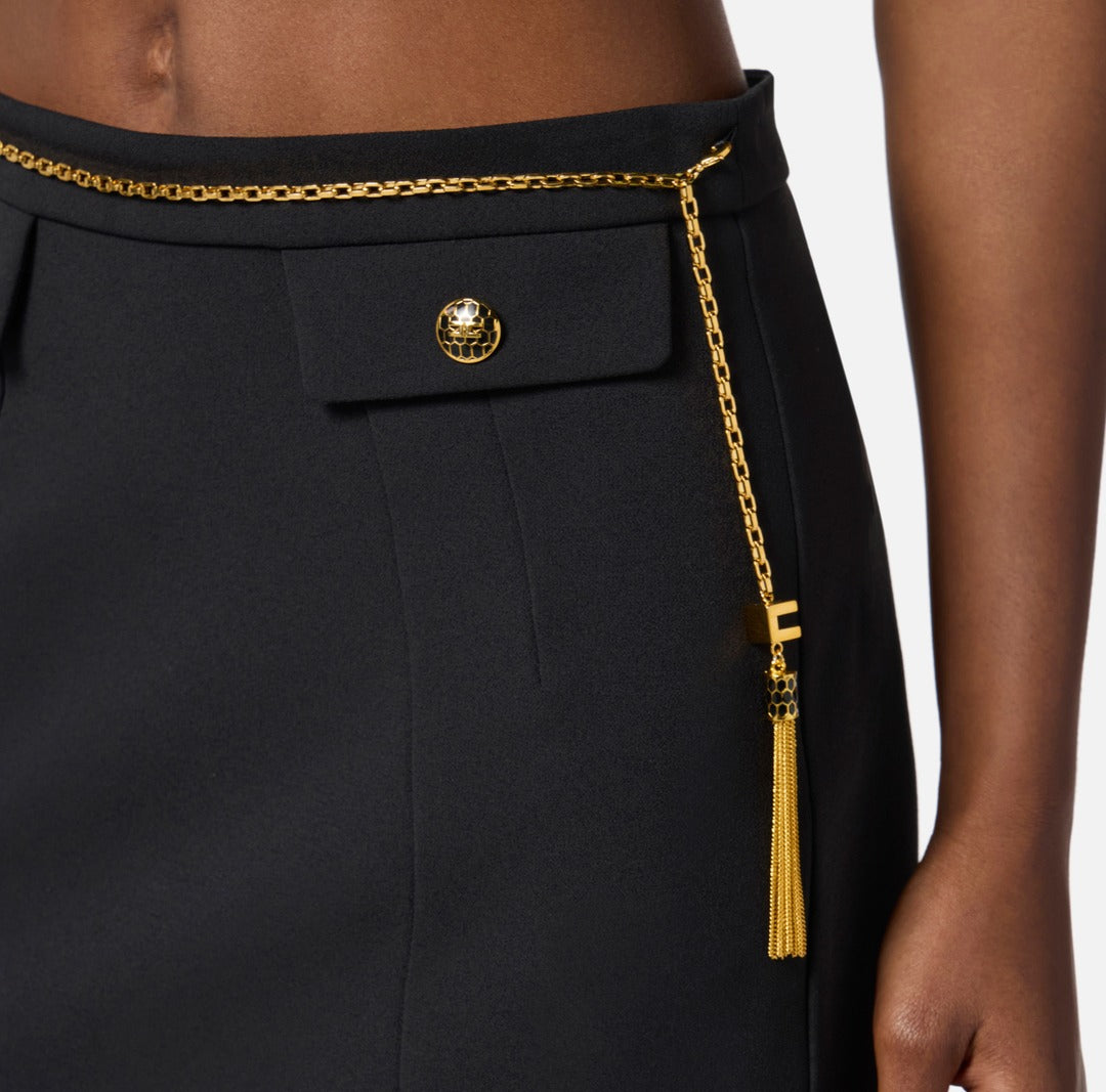 ELISABETTA FRANCHI Gonna con catena gioiello GO14857E2 Nero