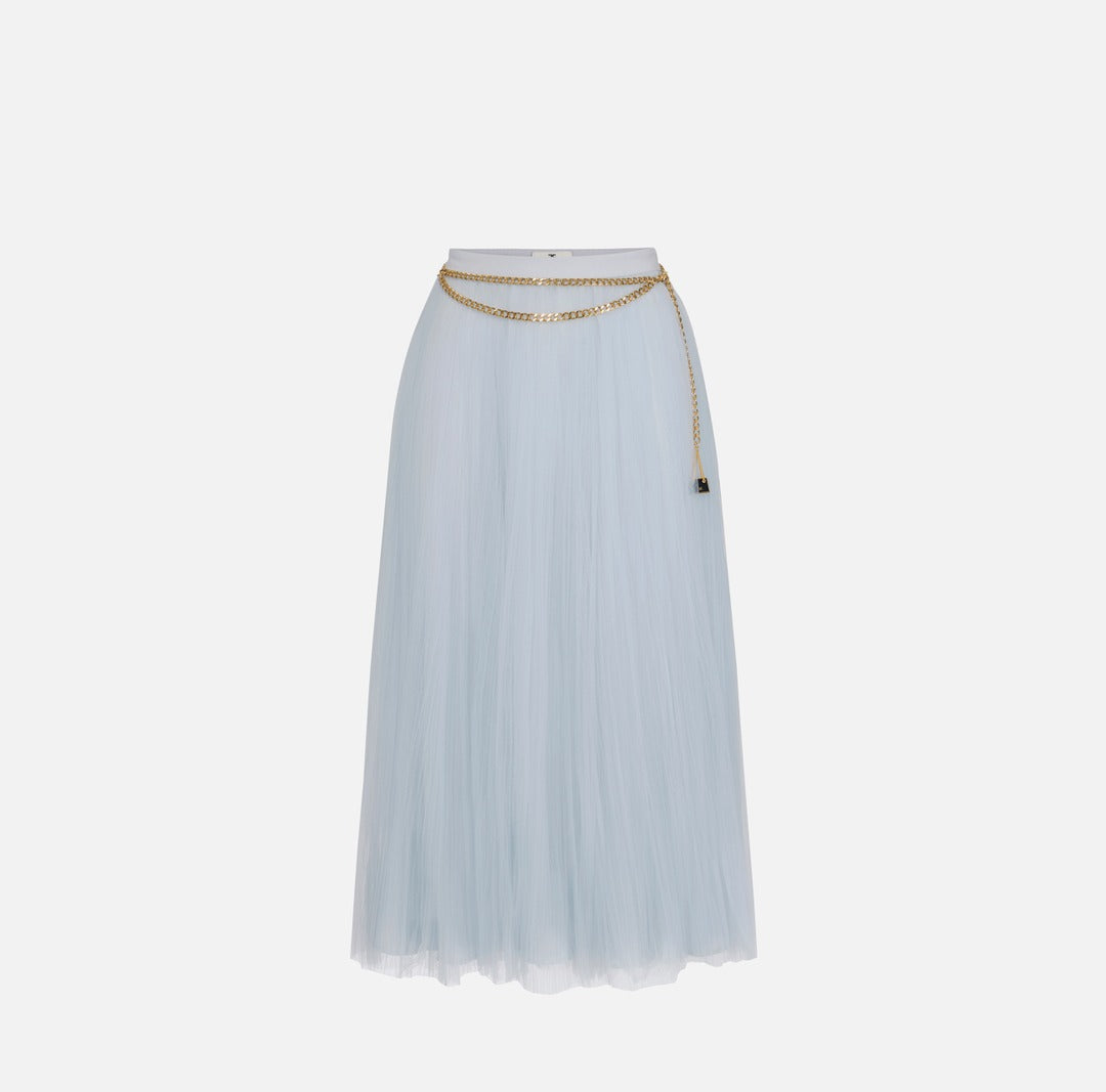 ELISABETTA FRANCHI Gonna in tulle con cintura gioiello GO15057E2 Starlight