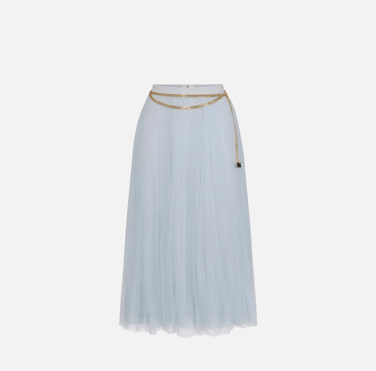 ELISABETTA FRANCHI Gonna in tulle con cintura gioiello GO15057E2 Starlight
