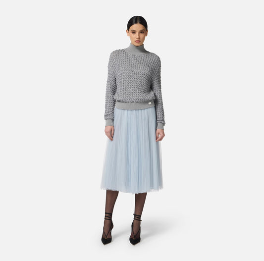 ELISABETTA FRANCHI Gonna in tulle con cintura gioiello GO15057E2 Starlight