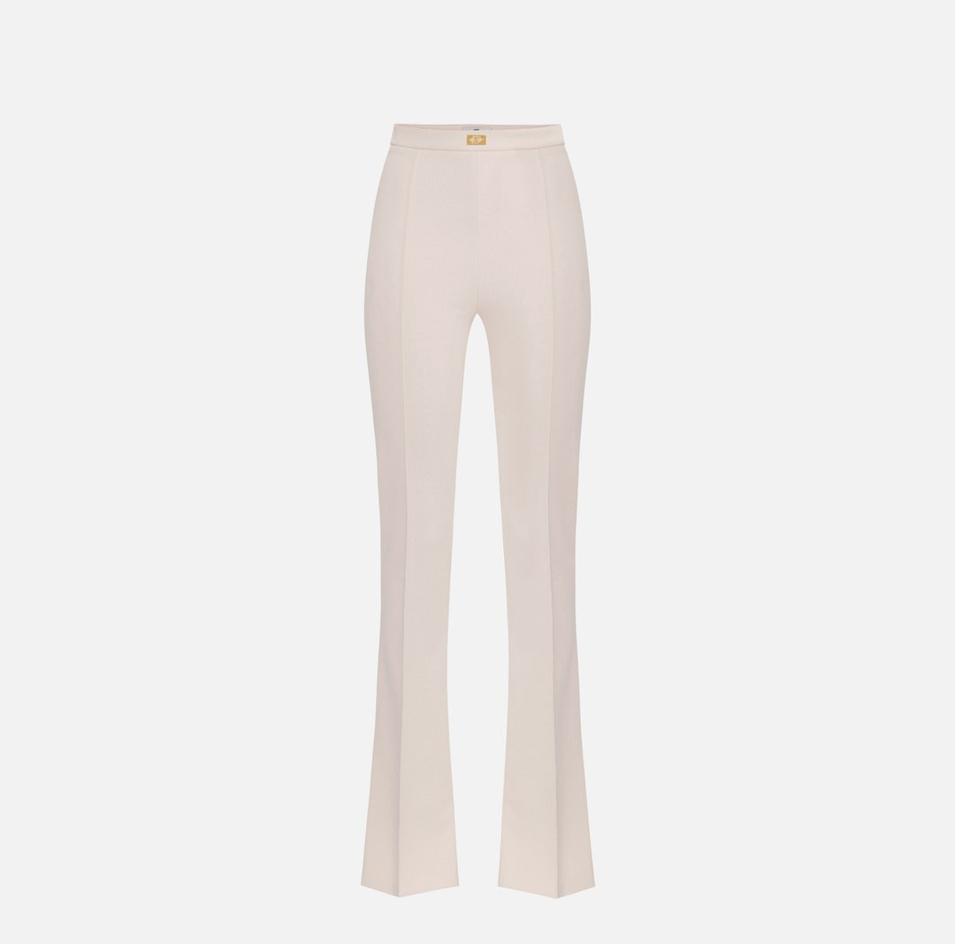 ELISABETTA FRANCHI Pantalone a zampa in Crepe PA07951E2 Burro