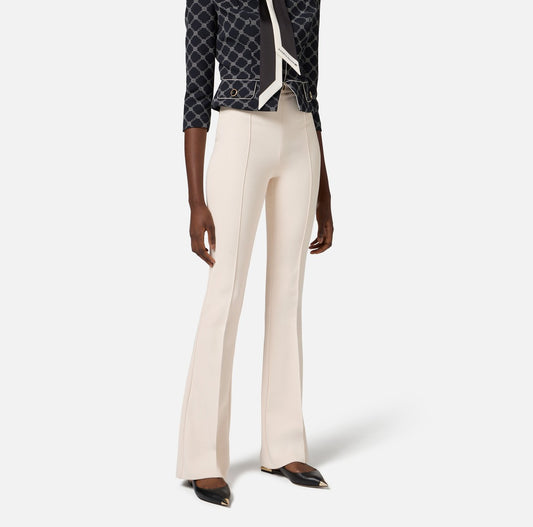 ELISABETTA FRANCHI Pantalone a zampa in Crepe PA07951E2 Burro