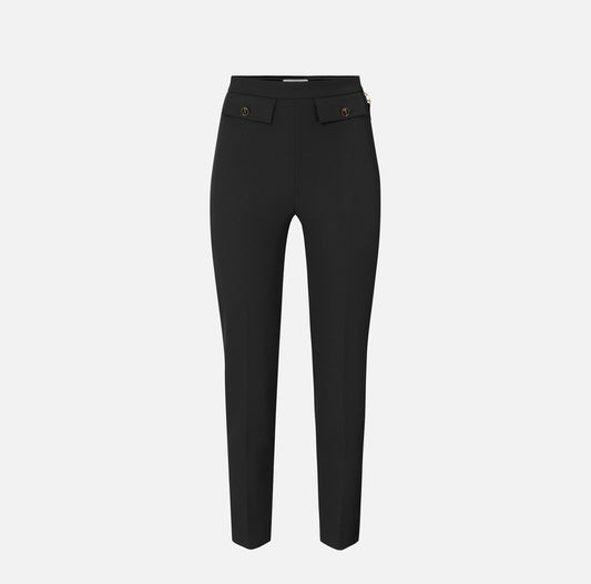 ELISABETTA FRANCHI Pantaloni in doppio crepe PA12056E2 Nero