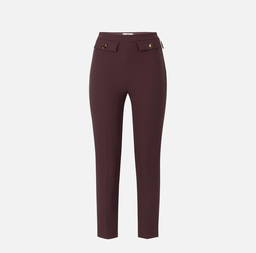 ELISABETTA FRANCHI Pantaloni in doppio crepe PA12056E2 Merlot