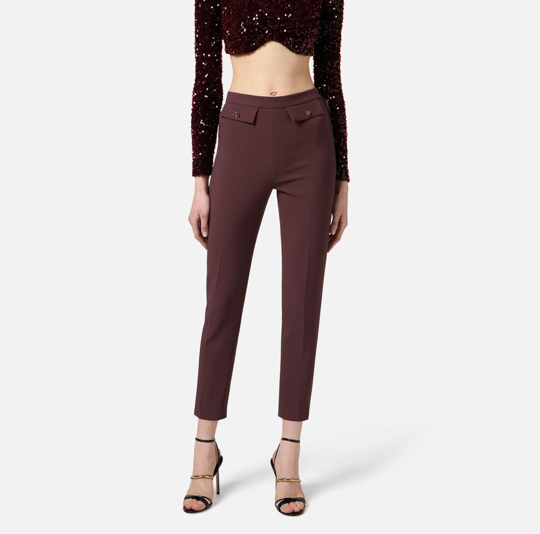 ELISABETTA FRANCHI Pantaloni in doppio crepe PA12056E2 Merlot