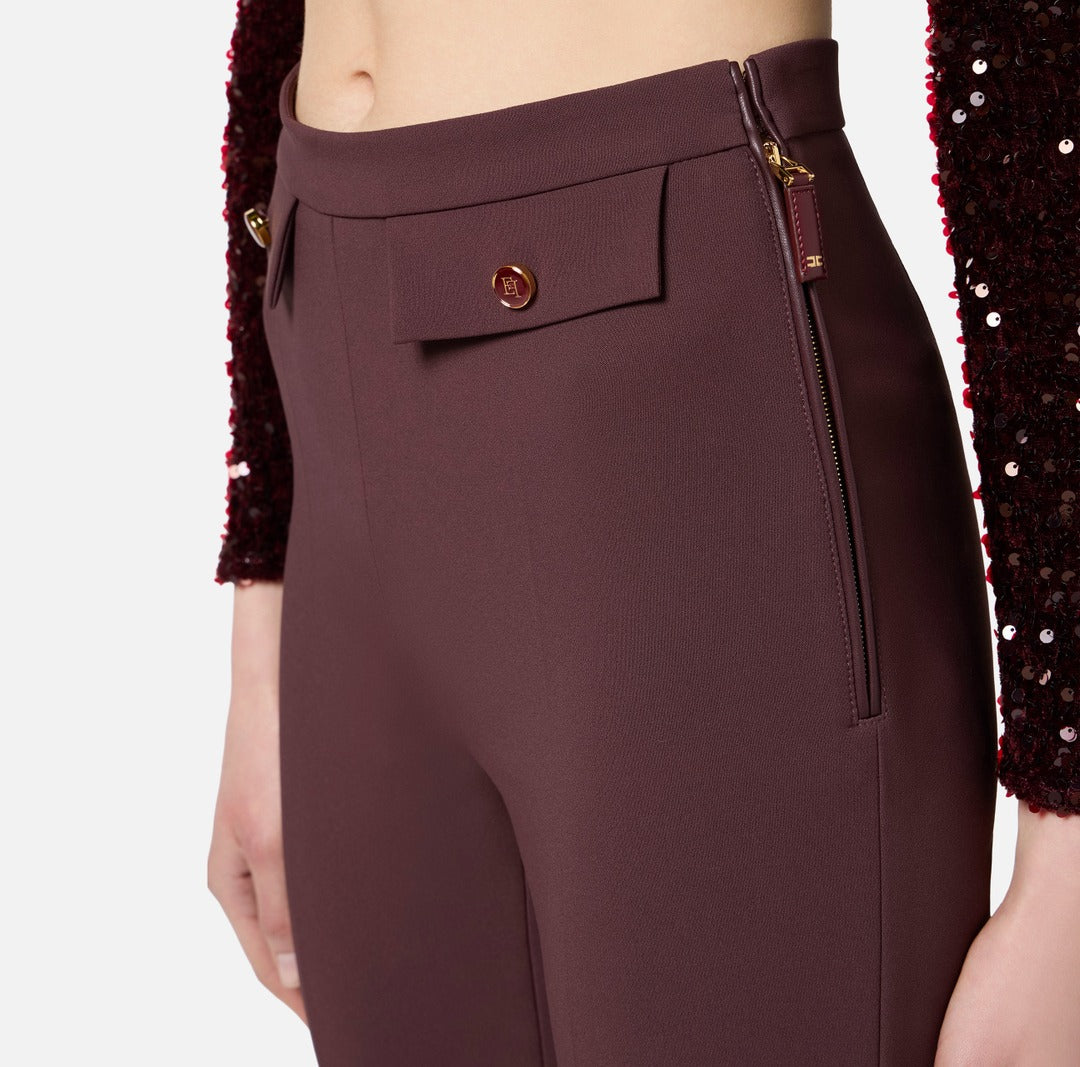 ELISABETTA FRANCHI Pantaloni in doppio crepe PA12056E2 Merlot