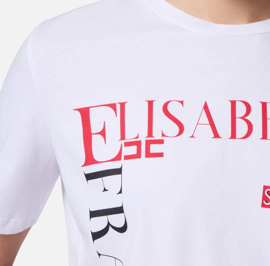 ELISABETTA FRANCHI T-shirt in jersey con stampa lettering MA03651E2 Gesso