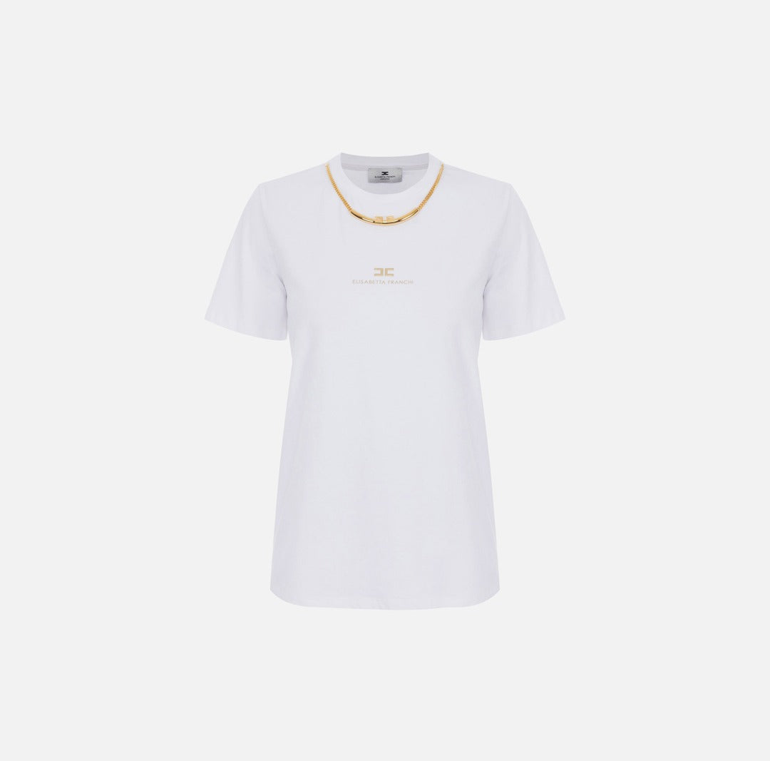 ELISABETTA FRANCHI T-shirt con stampa MA02856E2 Gesso