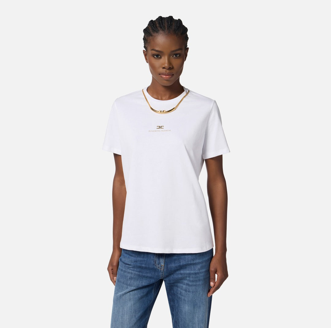 ELISABETTA FRANCHI T-shirt con stampa MA02856E2 Gesso