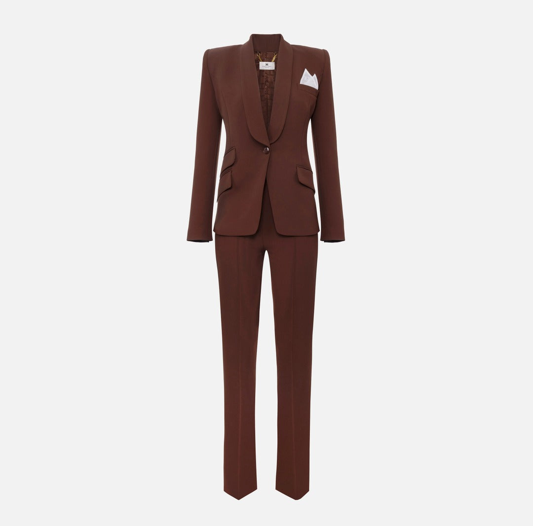 ELISABETTA FRANCHI Tailleur in crepe TP00156E2 Coffee