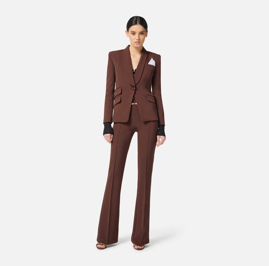 ELISABETTA FRANCHI Tailleur in crepe TP00156E2 Coffee