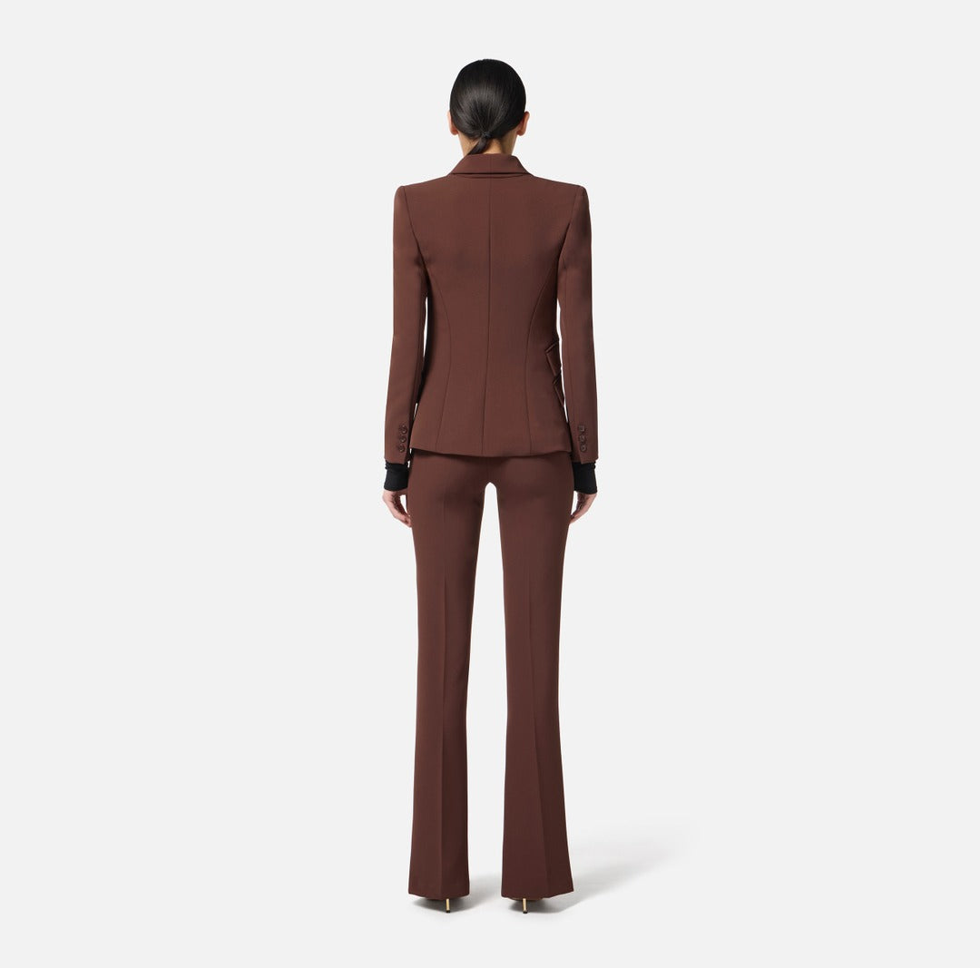 ELISABETTA FRANCHI Tailleur in crepe TP00156E2 Coffee