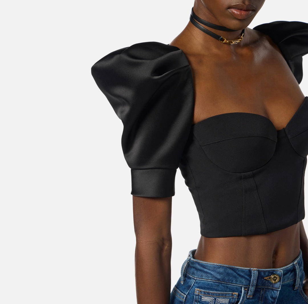 ELISABETTA FRANCHI Top in crepe TO02656E2 Nero