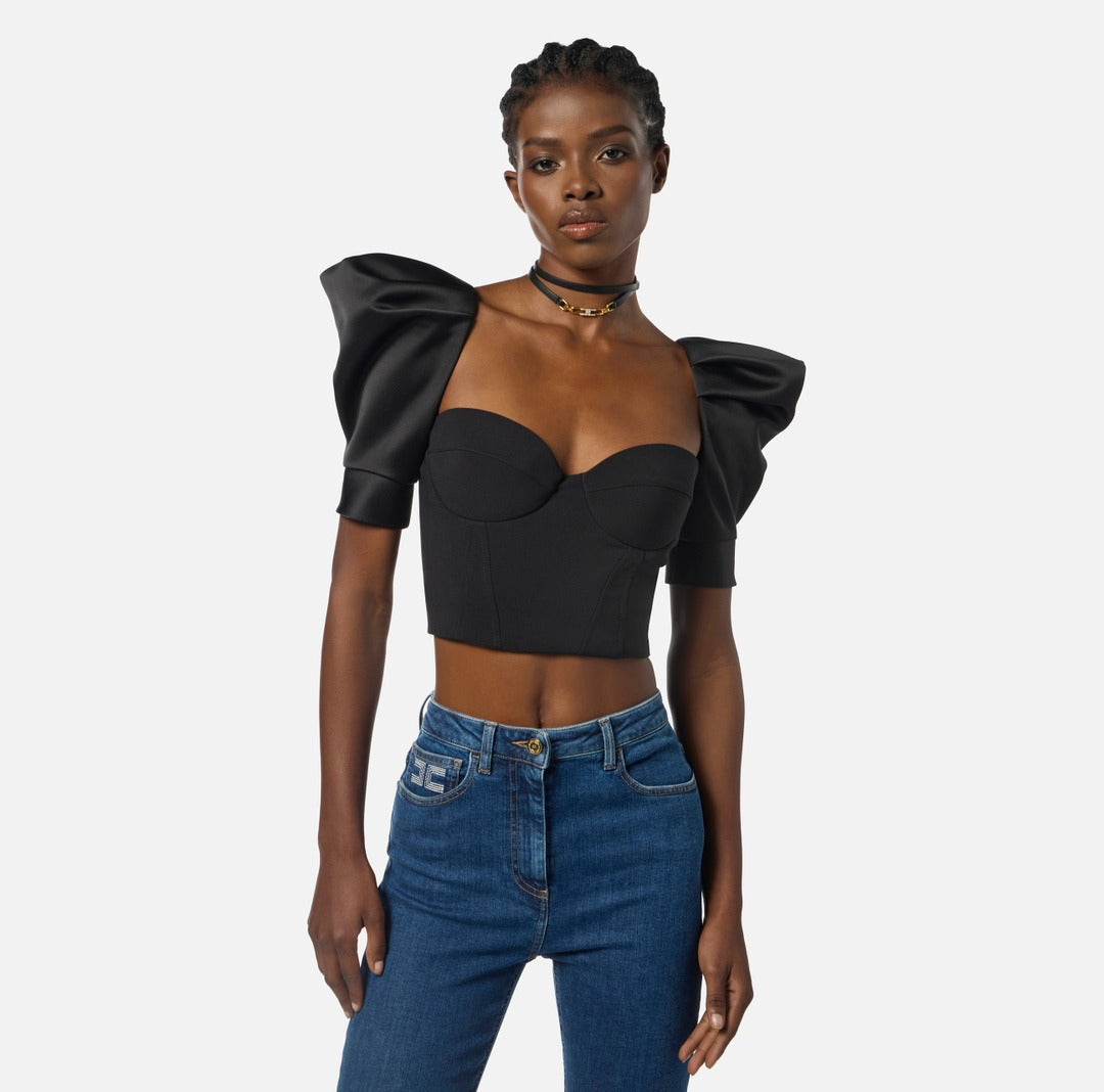 ELISABETTA FRANCHI Top in crepe TO02656E2 Nero