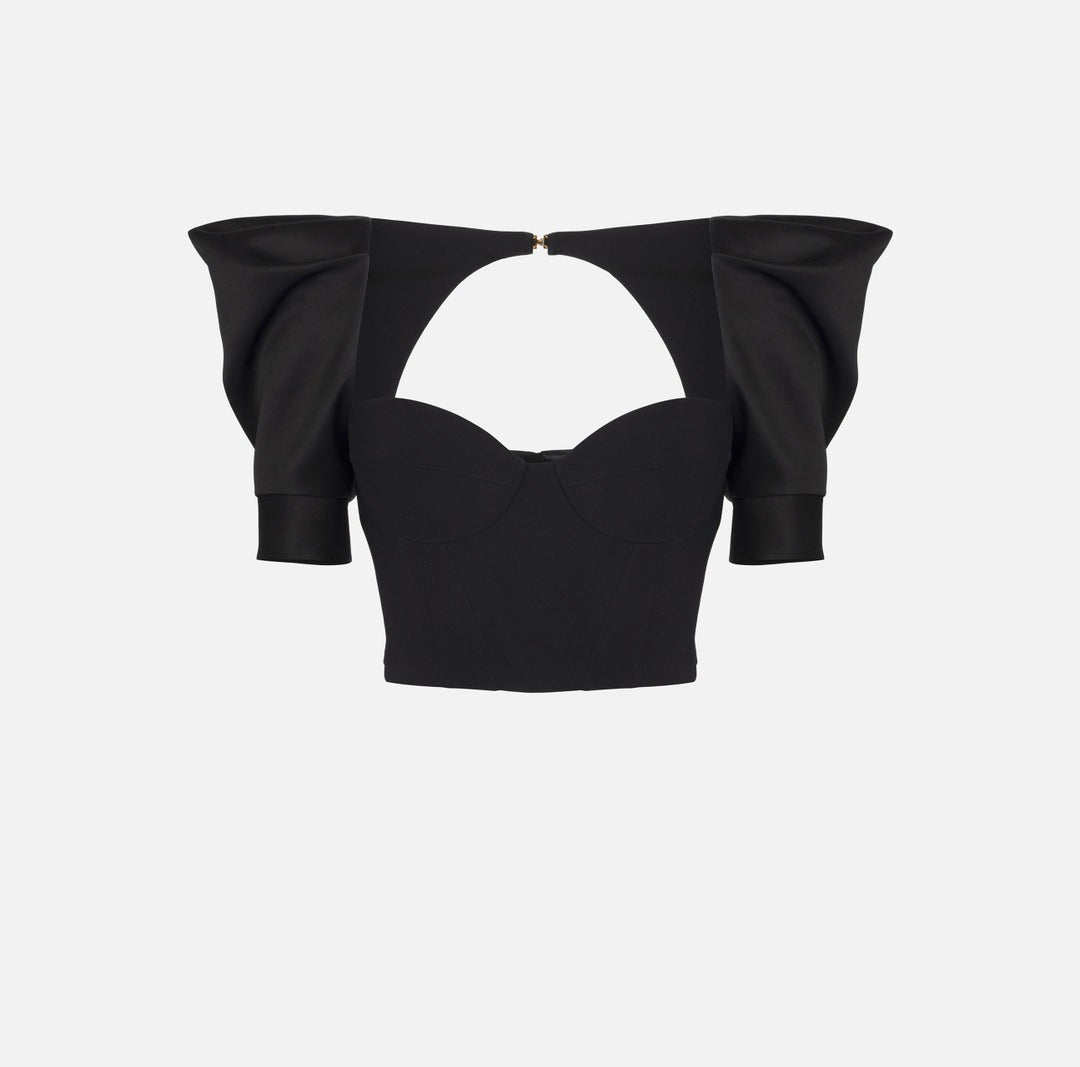 ELISABETTA FRANCHI Top in crepe TO02656E2 Nero