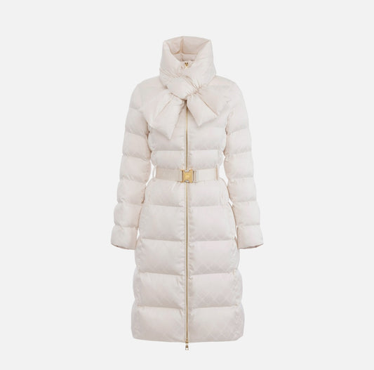 ELISABETTA FRANCHI Piumino in tessuto vela jacquard PI84D56E2 Milk