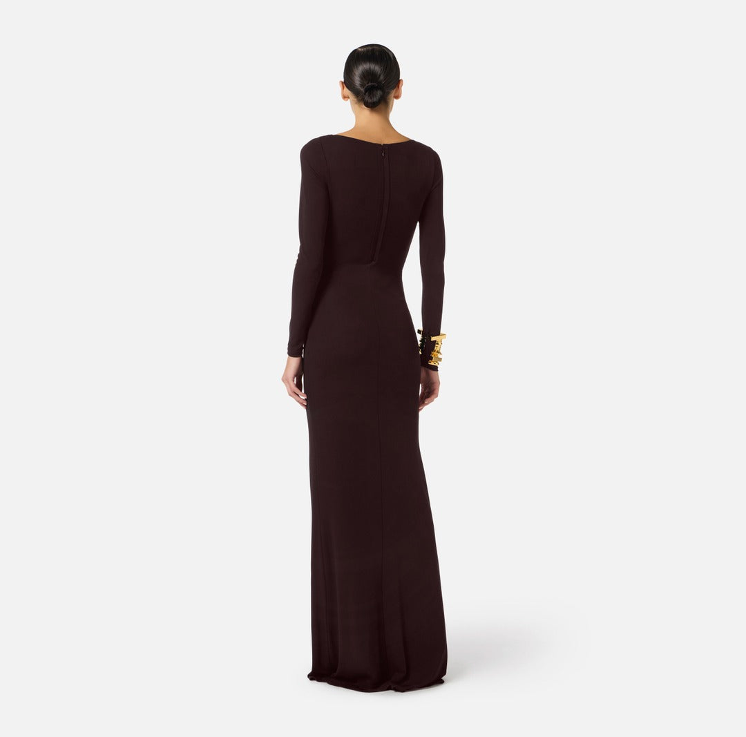 ELISABETTA FRANCHI Red Carpet Dress ABR1461E2 Dark Chocolate