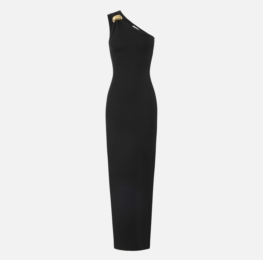 ELISABETTA FRANCHI Red Carpet Dress in punto stoffa knit AM43B62E2 Black
