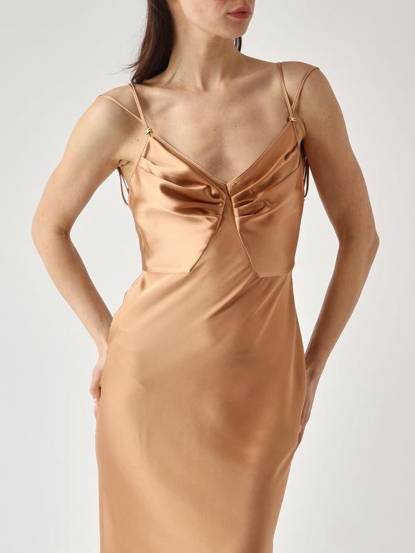 ELISABETTA FRANCHI Red Carpet Satin Dress ABR3362E2 Suede