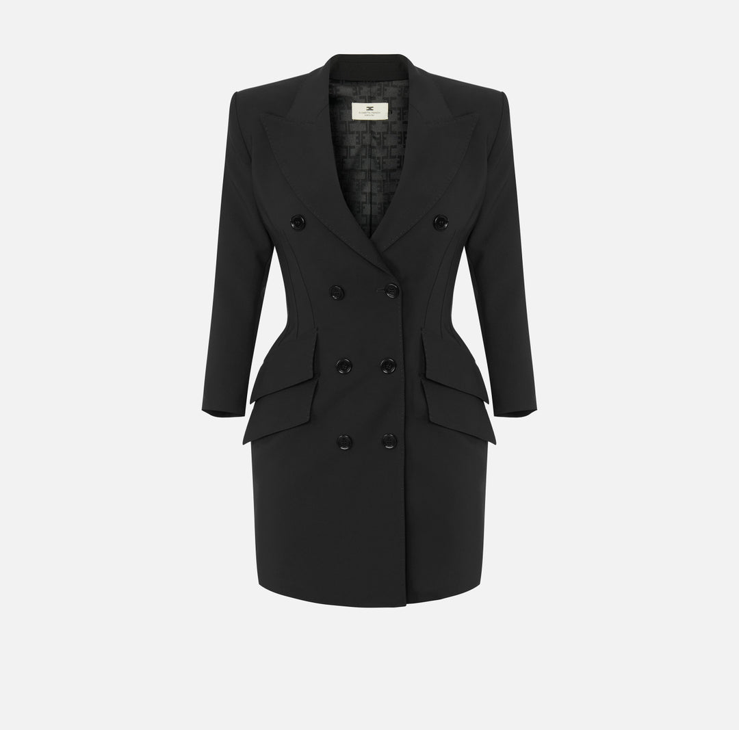 ELISABETTA FRANCHI Abito Robemanteau in crepe leggero AB98066E2 Nero