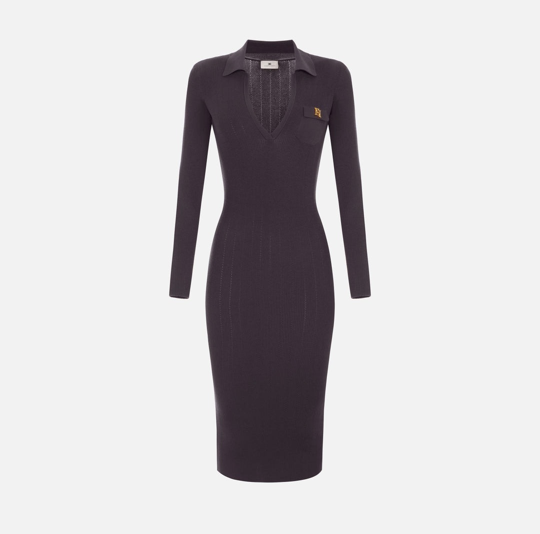 ELISABETTA FRANCHI Abito in maglia  AM08B66E2 Dark Chocolate