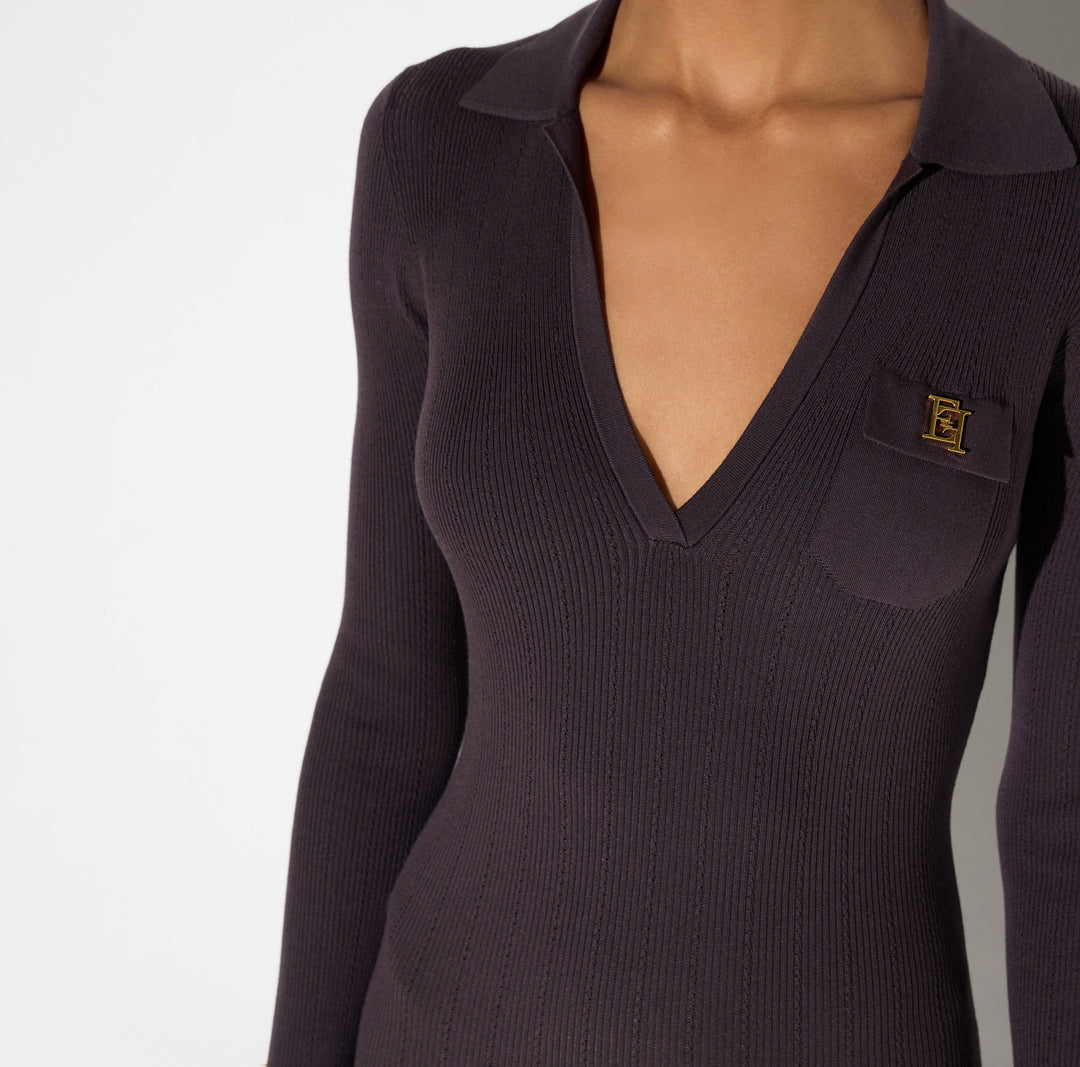ELISABETTA FRANCHI Abito in maglia  AM08B66E2 Dark Chocolate