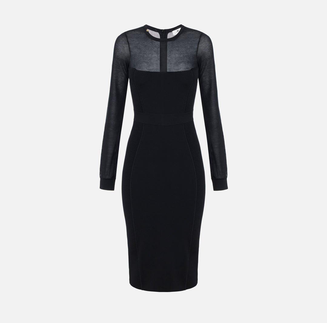 ELISABETTA FRANCHI Abito in maglia con effetti 3D AM53B67E2 Nero