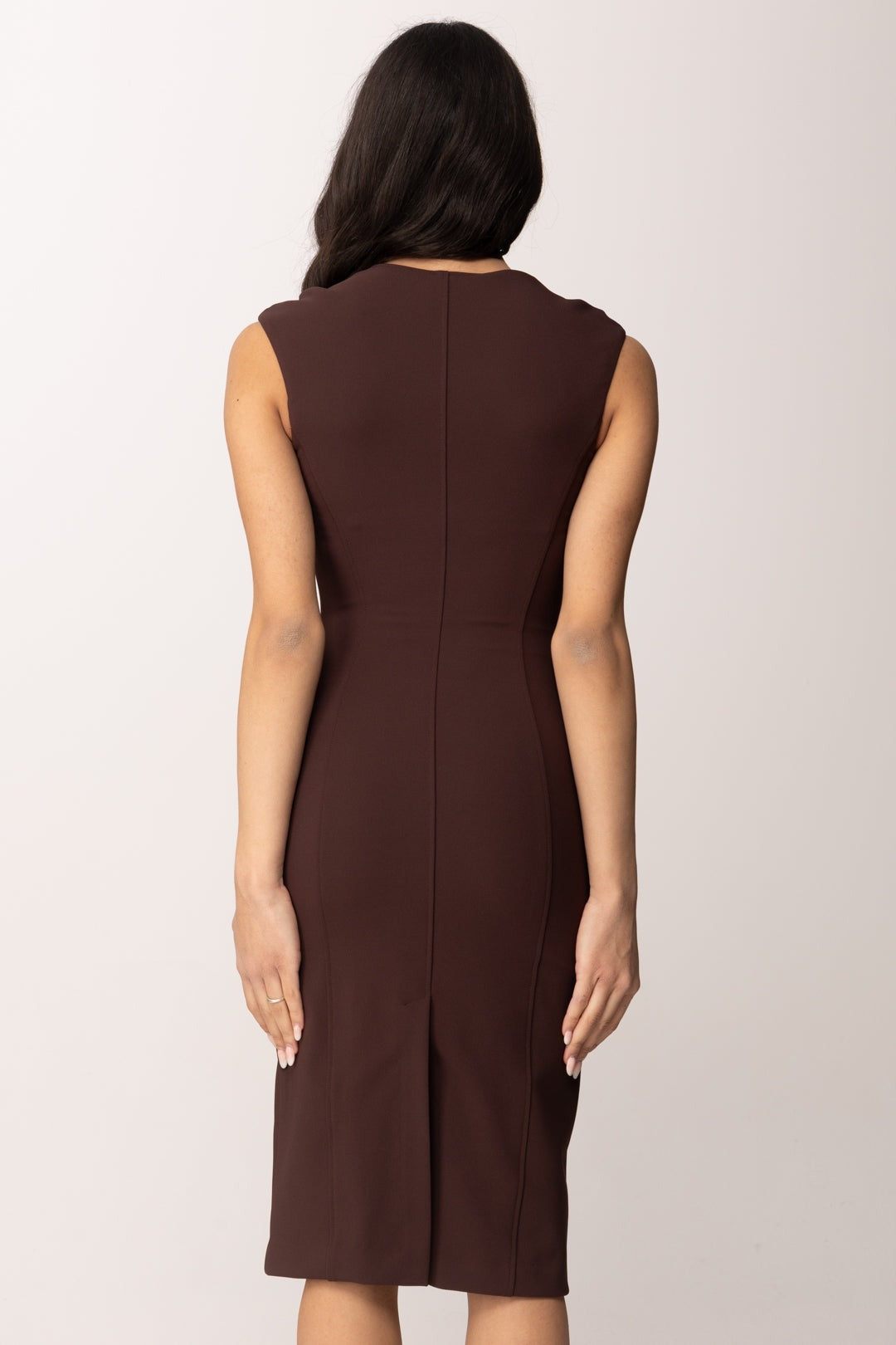 ELISABETTA FRANCHI Cacao stretch double crepe dress AB90061E2