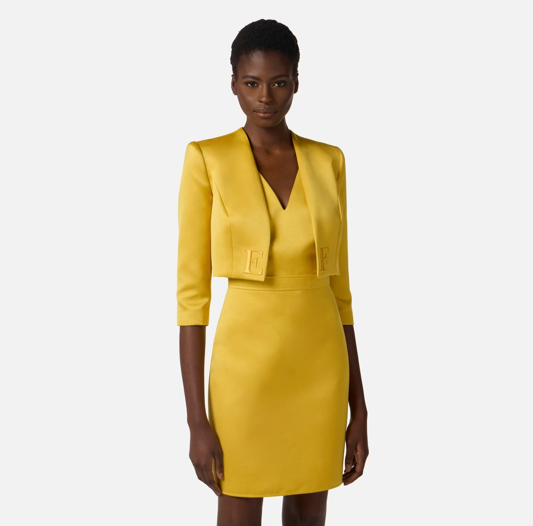 ELISABETTA FRANCHI Duchess and tulle dress with jacket TB00161E2 Sun