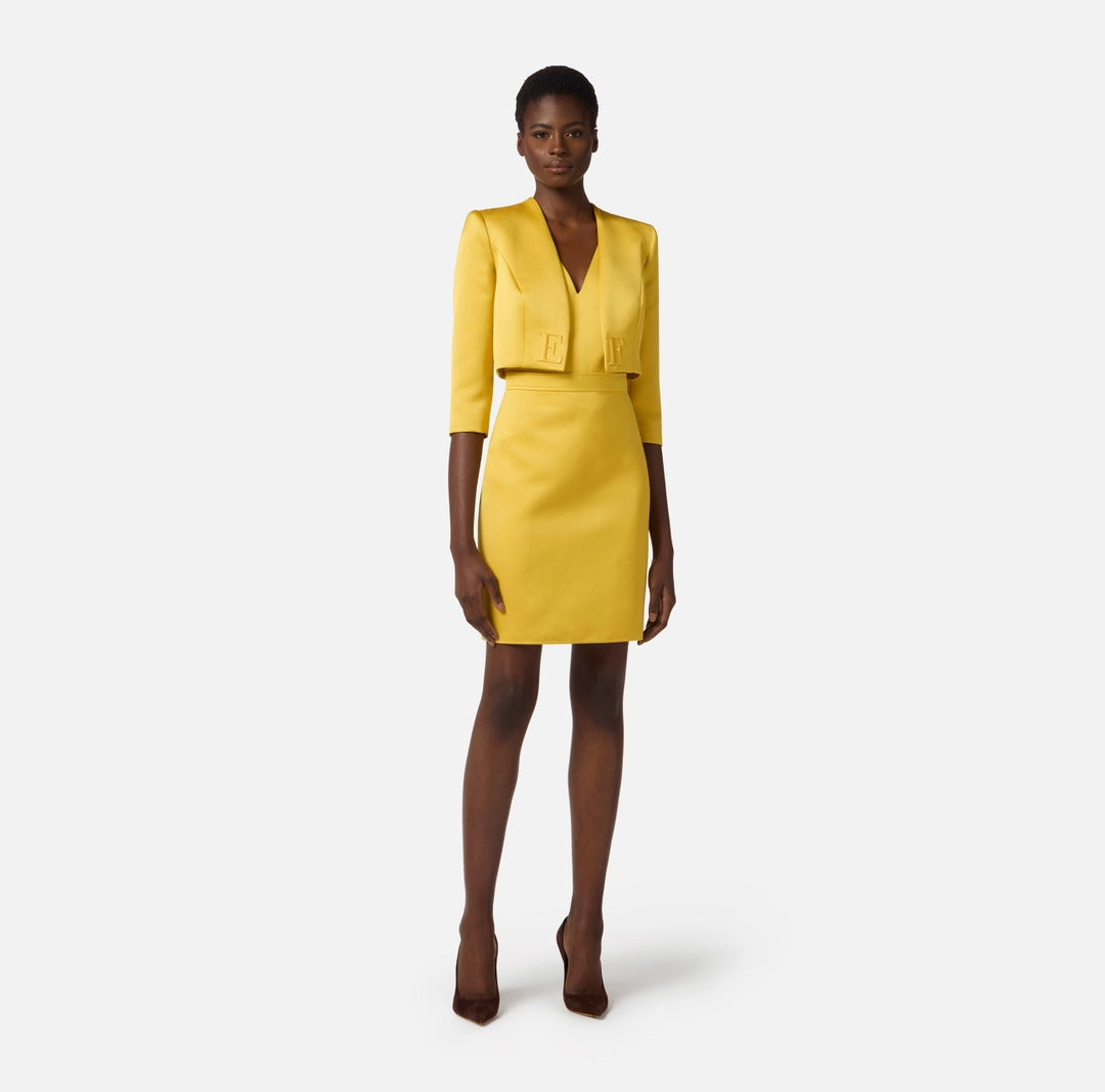 ELISABETTA FRANCHI Duchess and tulle dress with jacket TB00161E2 Sun