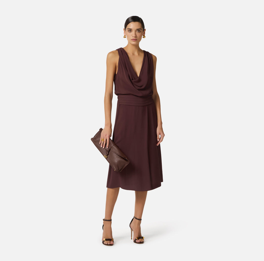 ELISABETTA FRANCHIAbito in georgette di viscosa AB88461E2 Cacao
