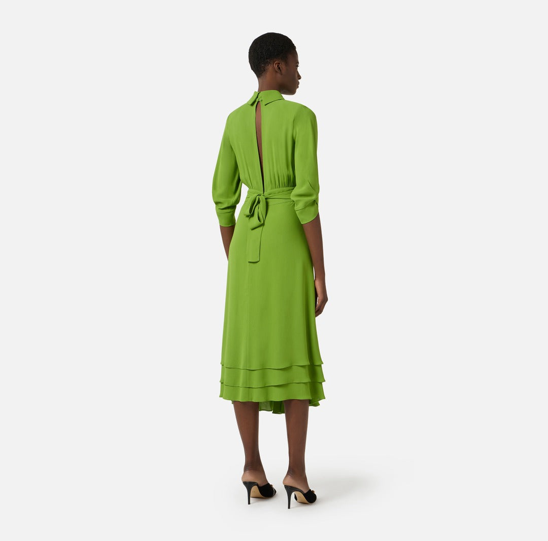ELISABETTA FRANCHI Viscose Georgette Dress AB92361E2 Aloe