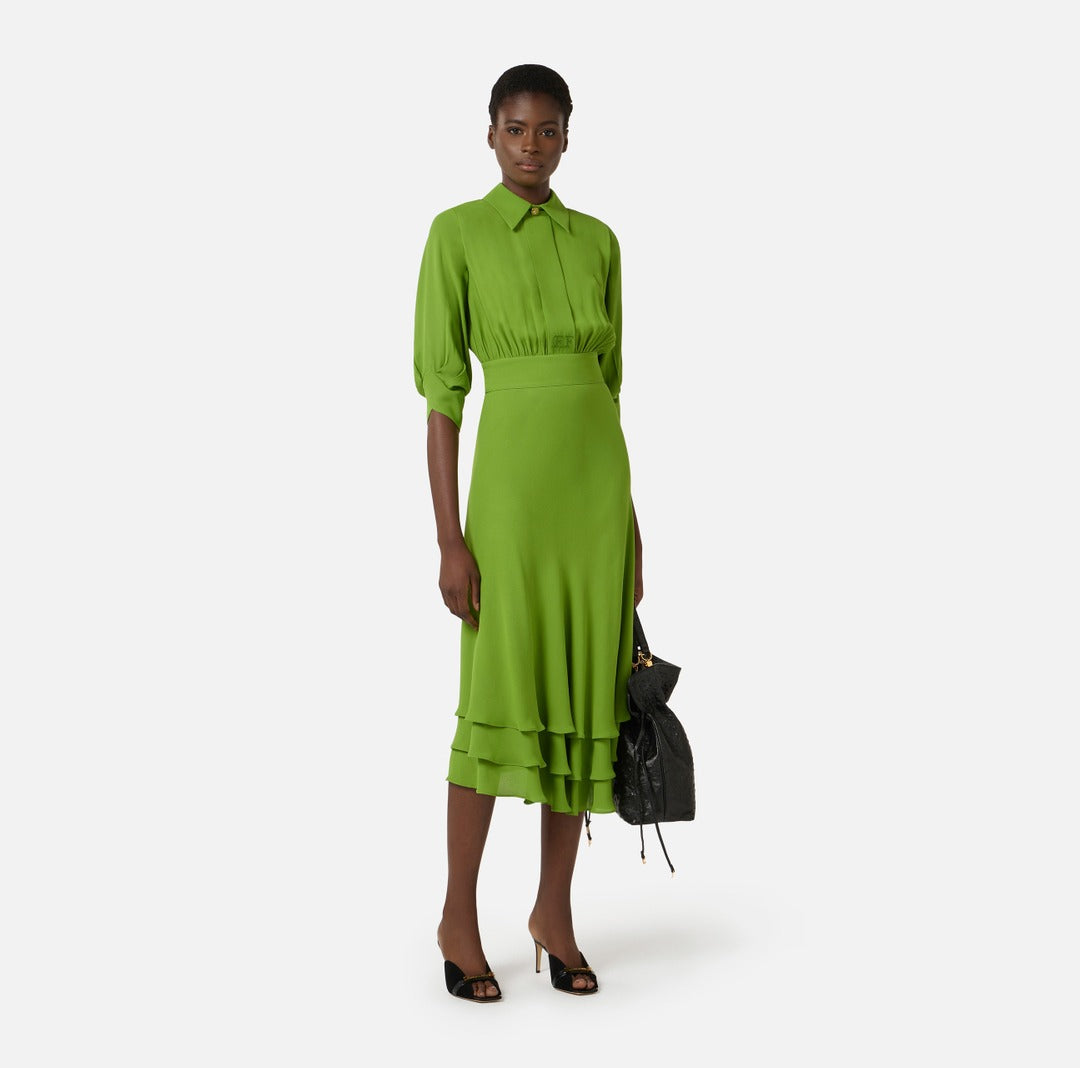 ELISABETTA FRANCHI Viscose Georgette Dress AB92361E2 Aloe