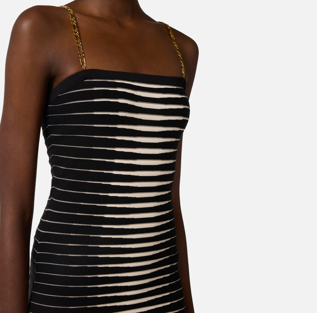 ELISABETTA FRANCHI Knitted dress with zebra jacquard AM99S61E2 Black Butter
