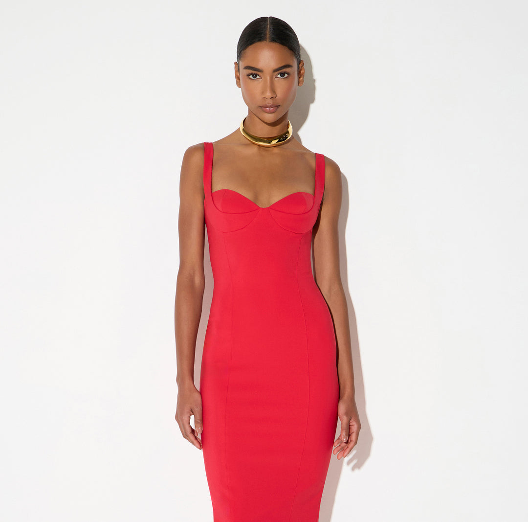 ELISABETTA FRANCHI Abito in tessuto tecnico AB00267E2 Red Passion
