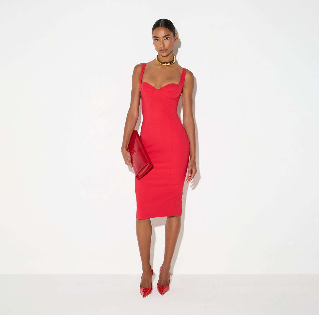 ELISABETTA FRANCHI Abito in tessuto tecnico AB00267E2 Red Passion