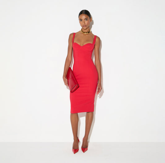 ELISABETTA FRANCHI Abito in tessuto tecnico AB00267E2 Red Passion