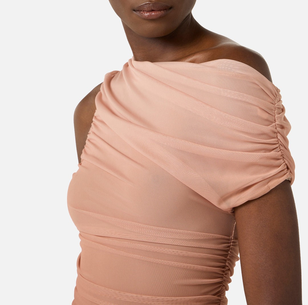 ELISABETTA FRANCHI Degrade tulle dress AB93162E2 Cacao